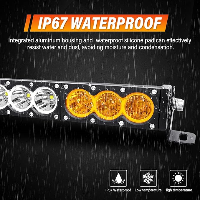 AUXTINGS 28 inch Single Row Dual Color LED Light Bar 150W Off Road Light Bar White Amber Combo LED Work Light Truck UTV 4x4 Cars SUVs ATVs Boats Fog Driving Light with Wiring Harness kit