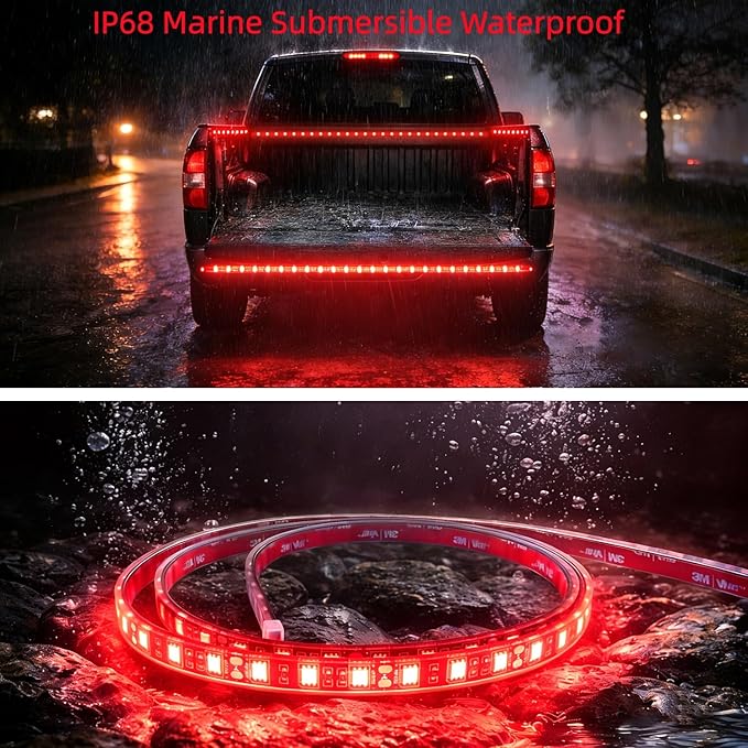 12V Marine Boat LED Light Strip Super Bright, 2 Pack 2FT IP68 Fully Waterproof RV Front Cap Lights, Golf Cart Underglow Roof Lights Strip for Truck ATV UTV SUV Car Pickup Trailer, Cuttable, Red