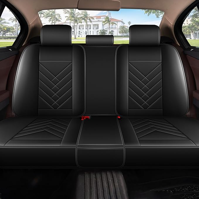 AOMSAZTO Car Seat Cover for Chevrolet Chevy Equinox 2007-2025 2026 Full Set, Leather Car Seat Protector Waterproof, Non Slip Car Seat Cushion, Interior Seat Covers Automotive Accessories - Black