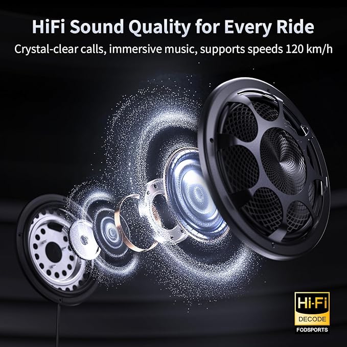 Fodsports T5 Motorcycle Helmet Bluetooth V5.4, 2-Way Helmet Intercom Communication Systems with Music Sharing, 9-Language Voice Prompts/Voice Assistant/FM Radio/2 Type Mics/4 Colored Faceplates