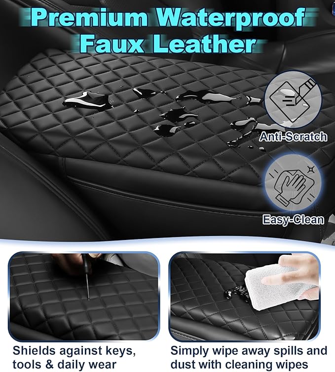 Armrest Cover for Ford Maverick 2022 2023 2024 2025 Center Console Pad with Organizer Storage Pockets, Black Faux Leather Arm Rest Lid Protector Cushion Interior Accessories