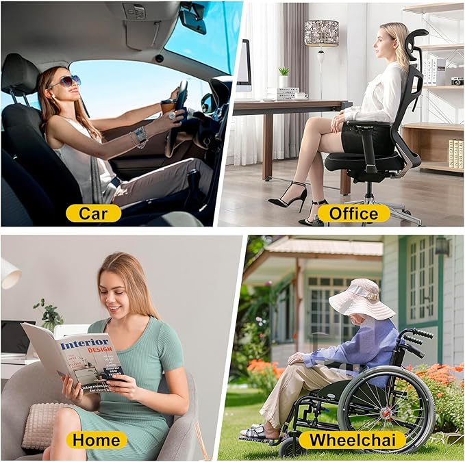 Graphene Lumbar Support Pillow for Car Driving Seat Relax Soft Lower Back Support Cushion for Sofa & Gaming Chair, Comfortable Couch Cushion with Machine Washable Cover(Grey 2-Pack)