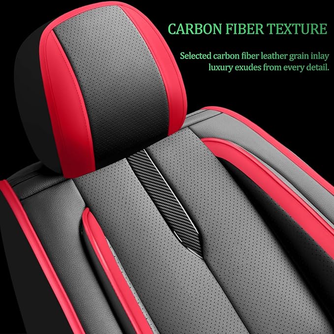 Fit Yaris Car Seat Covers for Toyota Yaris 2008-2018 2019 2020-Upgraded Premium Waterproof & Breathable Leather,Airbag Compatible,All-Weather Seat Cushion Protector,Full Set,Black-Red
