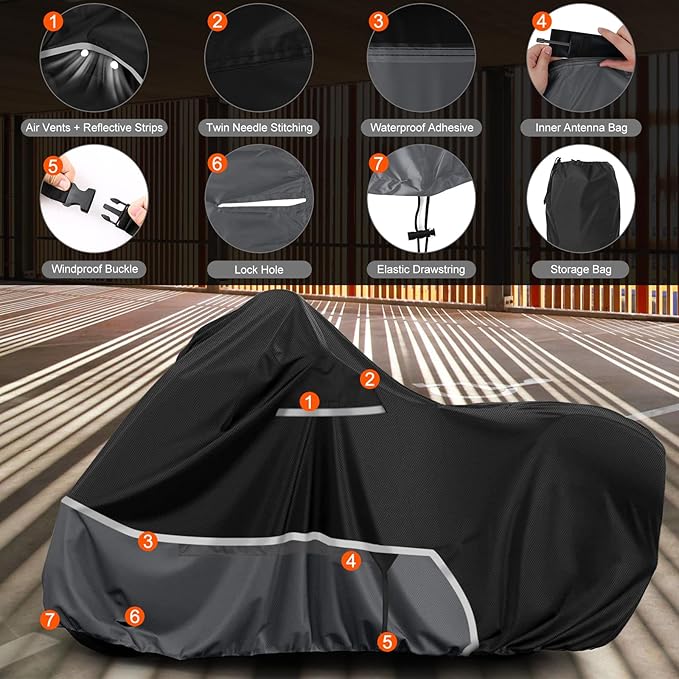 Waterproof Motorcycle Cover Replace for Indian Scout/Scout Bobber/Chief, 420D Oxford Cloth Customized Motorcycle Cover for Snow Rain Dust Protection