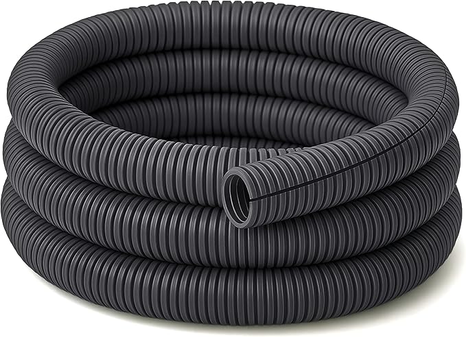 Electriduct Split Wire Loom Tubing Polyethylene Corrugated Flexible Conduit - 1.5" Nominal Size - 25 Feet - Gray
