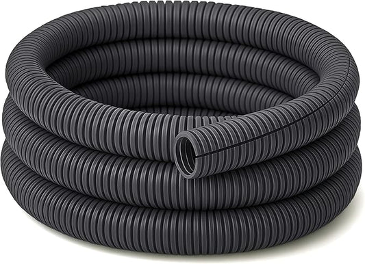 Electriduct Split Wire Loom Tubing Polyethylene Corrugated Flexible Conduit - 1/2" Nominal Size - 100 Feet - Gray