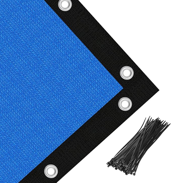Amagenix 90% Pergola Shade Cover 4' X 11' Sun Shade Cloth with Grommets for Outdoor Garden Patio Porch, Commercial Grade 200 GSM - Cable Zip Ties Included (We Customized) GN108, Blue