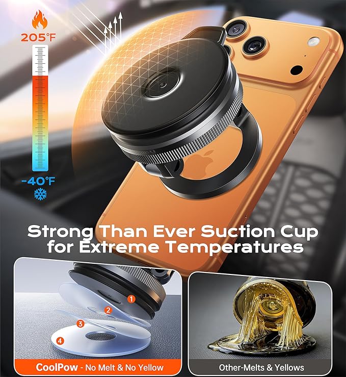 for Magsafe Car Mount carmount 2.0 Magnetic Phone Mount【True Military-Grade Durability 】Vacuum Magnetic Phone Holder for Car Cell Phone Car Mount【Stylish Suction Cup Phone Mount for iPhone 17 16 15 14