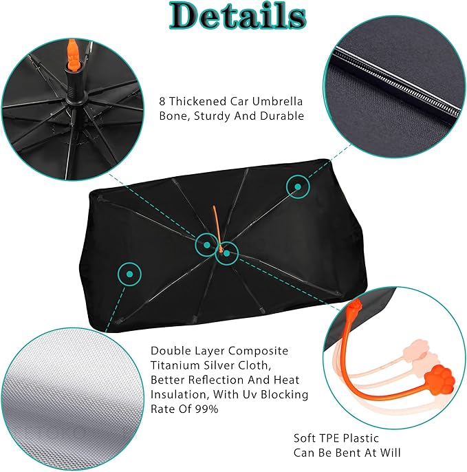 Socira Tropical Car Sun Shade Windshield Umbrella Palm Leaf Sunshade for Green Window Shades Windshield Sun Shade Umbrella Sun Visor Leaves Car Accessories Keeps Cool 57" x 30"
