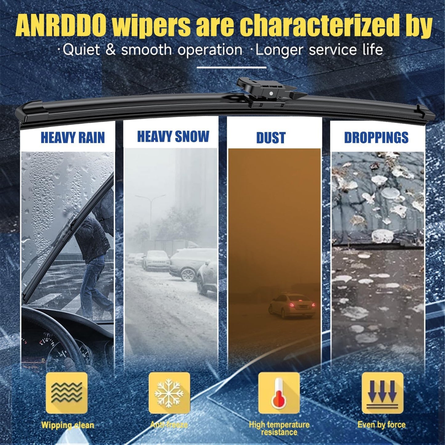 Wipers Factory Replacement For Audi Q7 2007-08/2015 Original Equipment Windshield Wiper Blade Set 26"+26"（Set of 2) Pinch Tab
