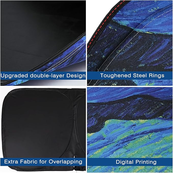 Windshield Sun Shade - Car Sun Shade Windshield, Reflector Sunshade Offers Ultimate Sun Protection for Hatchback, Truck, SUV, MPV