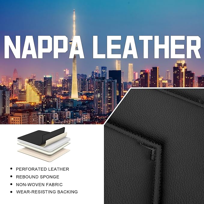CTDS Car Seat Covers for Jeep Grand Cherokee L 2021-2026, Stylish Sport Seat Cover, Premium Nappa Leather Car Seat Cover. Automobile Seat Covers Sets.(Luxury 5 Seats/Pure Black)