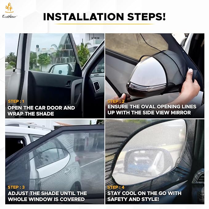 EcoNour Car Front Side Window Sun Shades Compatible for Subaru Outback | 2Pack Breathable Super Stretchy Mesh Sun Shade | Heat Block UV Protection Car Window Screen Covers | Mosquito Net Curtains