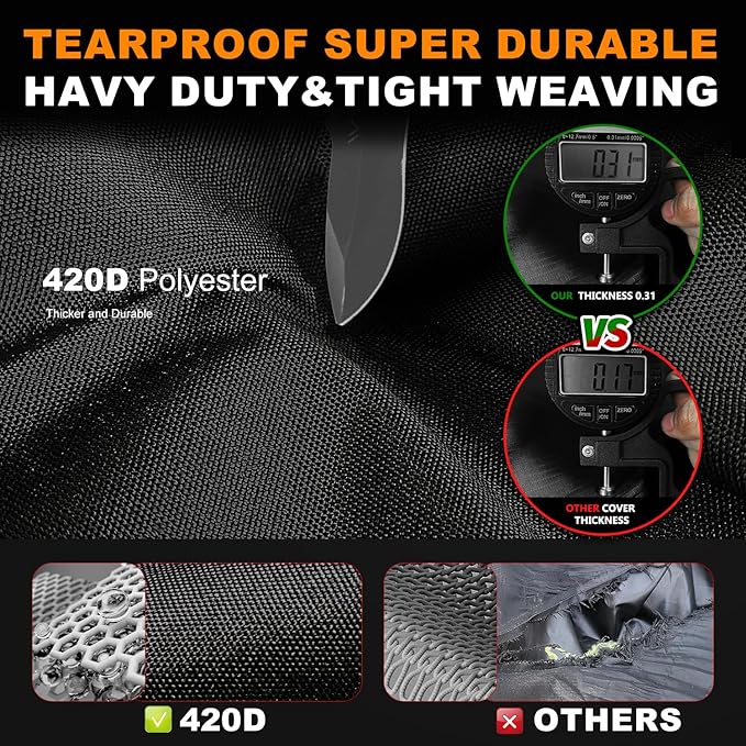UTV Cover 4 Seater Waterproof Outdoor,Side by Side ATV Covers,Durable Anti-UV and All Weather Protection, Compatible with Polaris Ranger RZR Can-am Yamaha Honda Kawasaki Storage,160" Lx65 Wx80 H