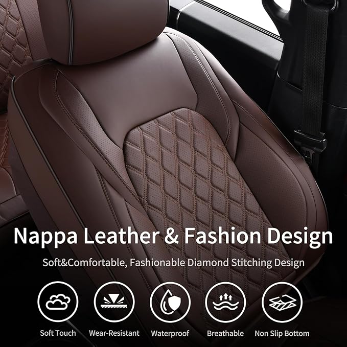 Huidasource Tacoma Custom Seat Covers Fit for Toyota Tacoma 2016-2023 Double & Crew Cab SR SR5 Limited TRD Sport/Pro/Off Road, 360° Full-wrap Waterproof Car Seat Cushion Cover (Full Set/Coffee)
