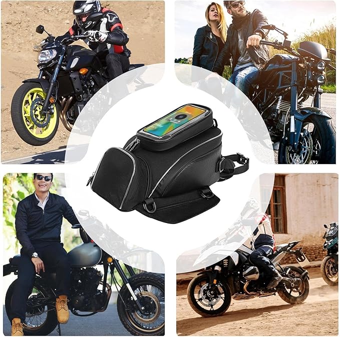 Motorcycle Tank Bag for Suzuki GSXR 750, Strong Magnetic Waterproof Oxford Black Motorbike Quick Release Pannier Bag