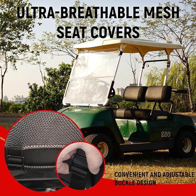 Golf Cart Front and Rear Seat Covers for Yamaha G2 G8 G9 G11 G14 G16 G19 G20 G21 G22, Durable Polyester Fabric Yamaha Golf Cart Seat Covers, Breathable Washable