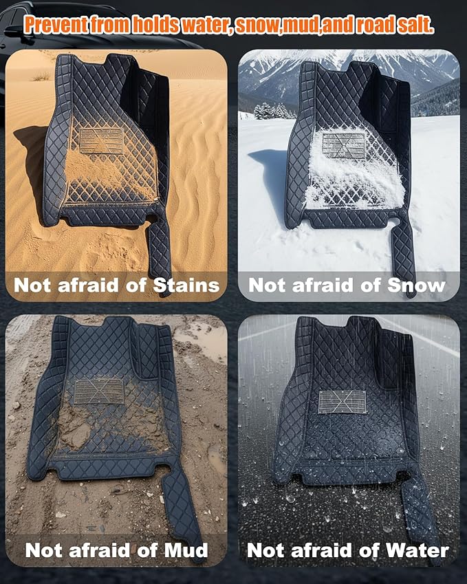 All-Weather car Floor MATS-Suitable for 99% of car Models,Leather car mat, offering Personalized Embroidery and Multiple Color Options,Provide Protection for car Rug (Red Rice)