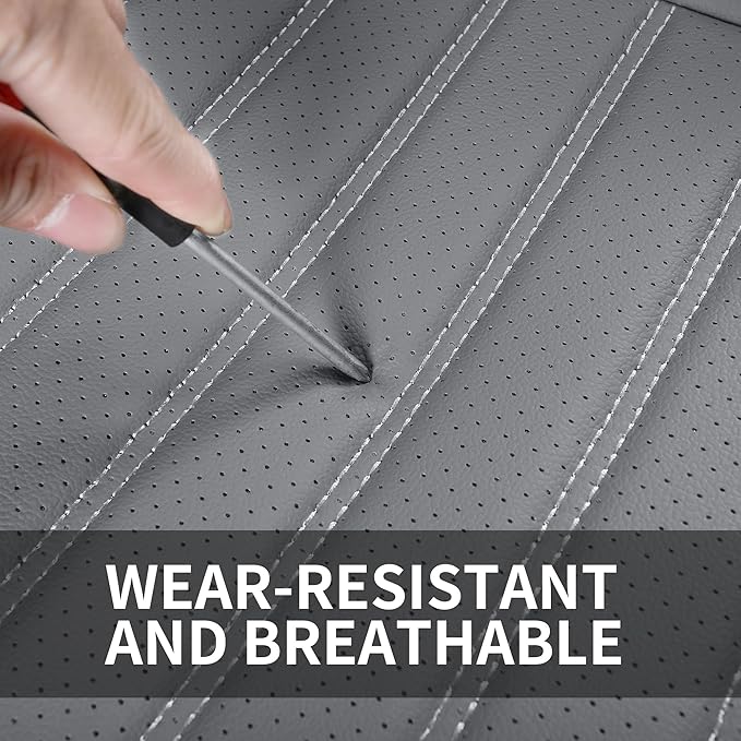 Car Seat Covers, Waterproof Horizontal Stripes Automotive Seat Covers, Universal Anti-Slip Car Seat Protectors for Most Cars Sedans SUV Pick-up Truck (2 PCS Front Seat, Grey)