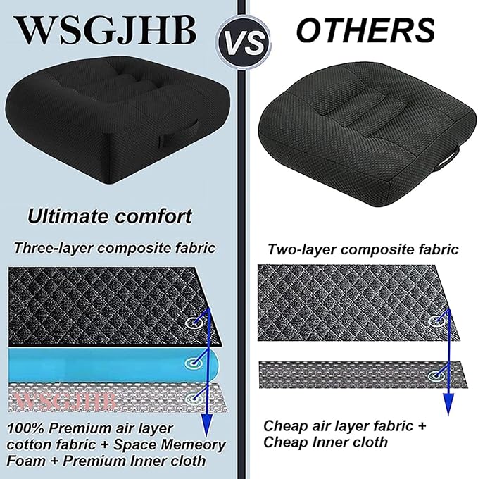 Adult Booster Seat Cushion, Car Seat Cushions for Short People/thick Office Chair Booster Seat Increase Field of View, for Trucks, Car, Office Chair, Home, Wheelchair,angle Lift Seat Cushion (grey)