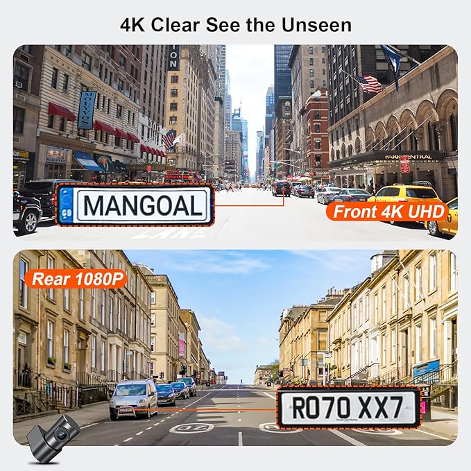 Mangoal Front 4K & Rear 1080p Dash Cam for GMC Acadia 2017-2023 (Model A), Model A & Model B Have Same Models Years but Vehicle Sensor Cover are Different, Free App & WiFi, 128GB Card