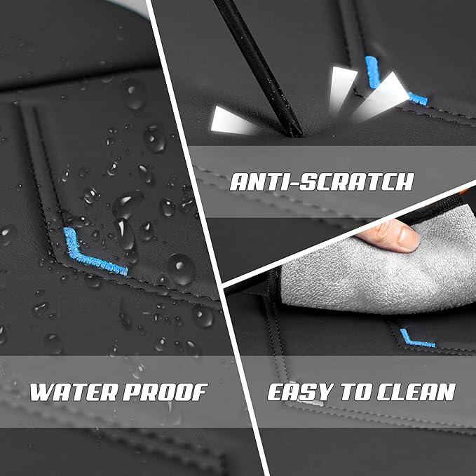 Car Seat Covers Fit for Toyota rav4 2000-2026, Stylish Sport Seat Covers, Waterproof Wear-Resistant Premium Nappa Leather Car Seat Cover.(Full Set with Pillow/Black Blue)