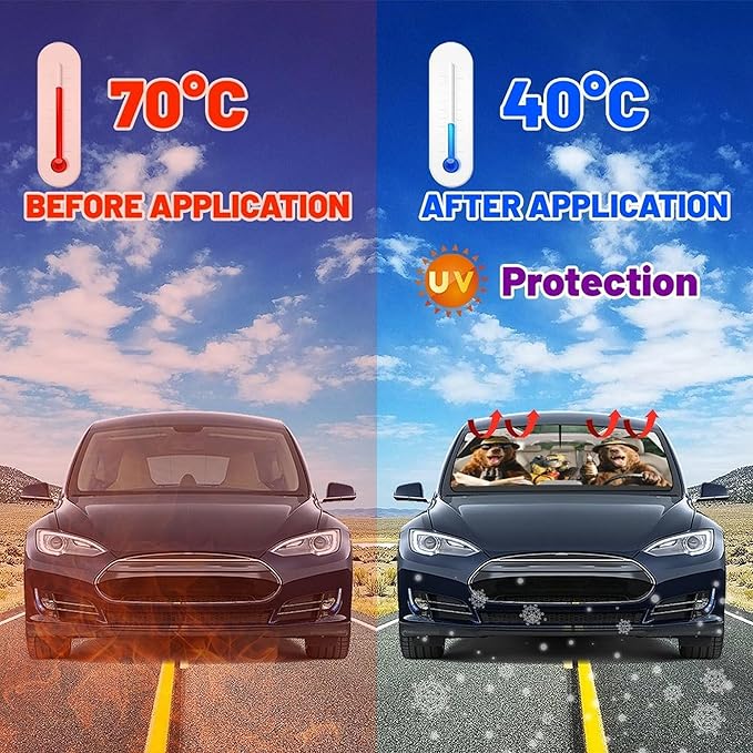 CHILL·TEK Funny Car Windshield Sun Shade Umbrella, Funny Bear Car Sun Shade Umbrella, Block UV Rays Heat Foldable Windshield Umbrella Sun Visor Protector - Keep Vehicle Cool for Cars SUV