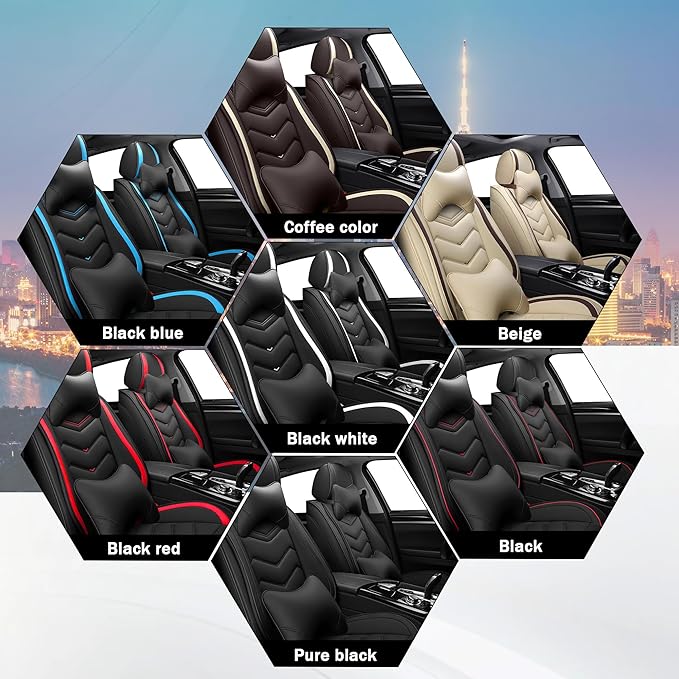 CTDS Car Seat Covers for Mazda CX-5 CX-3 CX-7 CX-9 CX-50 CX-30 CX-70 CX-90 2007-2026, Stylish Sport Seat Cover, Premium Nappa Leather Car Seat Cover.(Luxury 2 Seats/Black Blue)