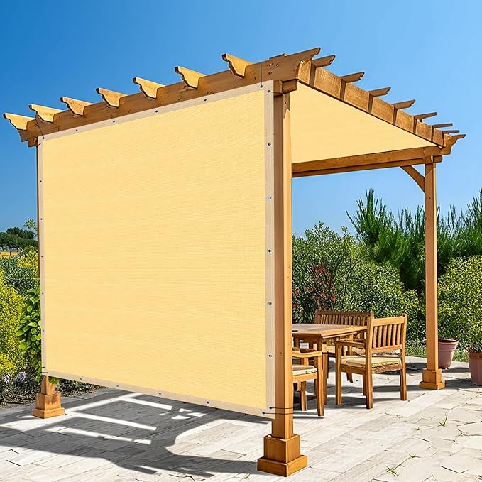 Amagenix 90% Shade Fabric 10'X 14' Sand Sun Shade Cloth with Grommets for Pergola Replacement Shade Cover Canopy, Heavy Duty, Cable Zip Ties Included (We Customized)
