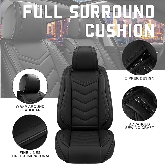 CTDS Car Seat Covers for Nissan Altima 2001-2026, Stylish Sport Seat Cover, Premium Nappa Leather Car Seat Cover. Automobile Seat Covers Sets.(Standard 2 Seats/Pure Black)