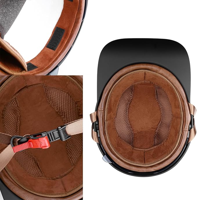 Vintage Retro Open Face Motorcycle Helmet Baseball Cap Half Helmets with pull-down Lens for Men Women Moped Cap Jet Scooter Street Cruiser - DOT Certified (Gray,XX-Large)