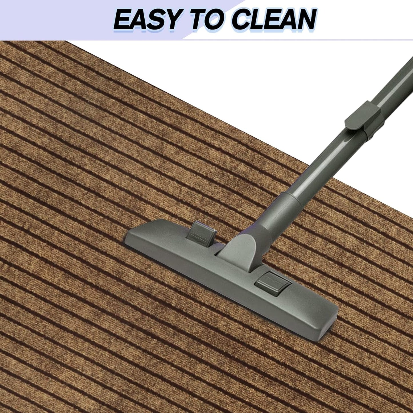Custom Size Backed Non-Slip Area Rugs Runner, Easy Clean, Waterproof Runner Rugs for Hallway Entryway, Kitchen, Laundry, 4FT x 12FT, Brown Stripe