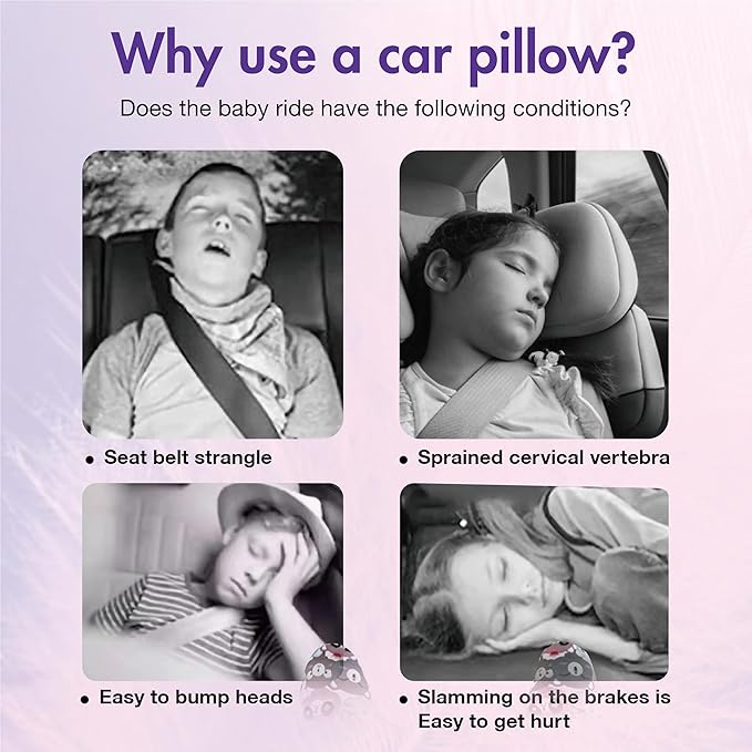 Car Pillow for Kids, Car Neck Head Support Cushion Set,Travel car seat Safety Pillow,h Shape car Sleeping Pillow Kids,Pillow case can be Disassembled and Washed (B)