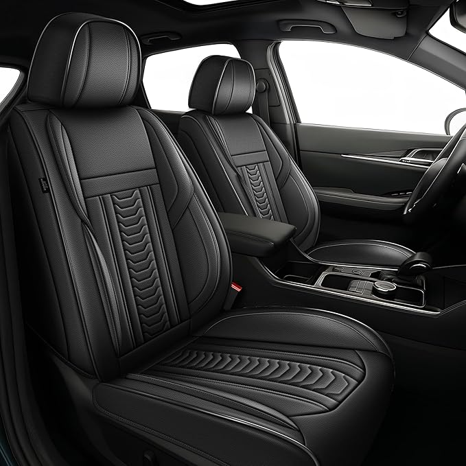 TTX LIGHTING for Subaru Ascent 2019-2026 Seat Covers: Waterproof Leather Seat Protector with Airbag Compatible (2 Front Seats,Black)