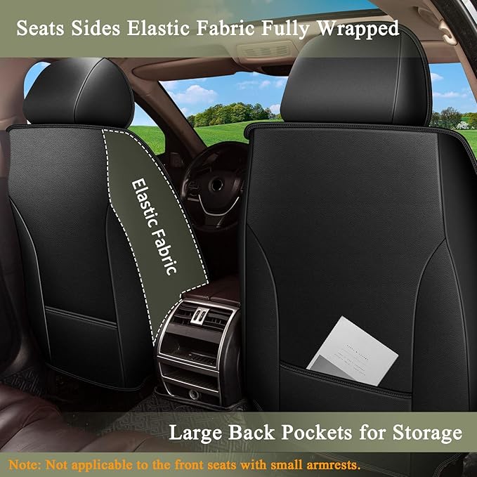 Car Seat Covers Front Pair for Mazda CX5 CX-5 2013-2025 2026: Breathable Perforated Leather Seat Cover (Black)