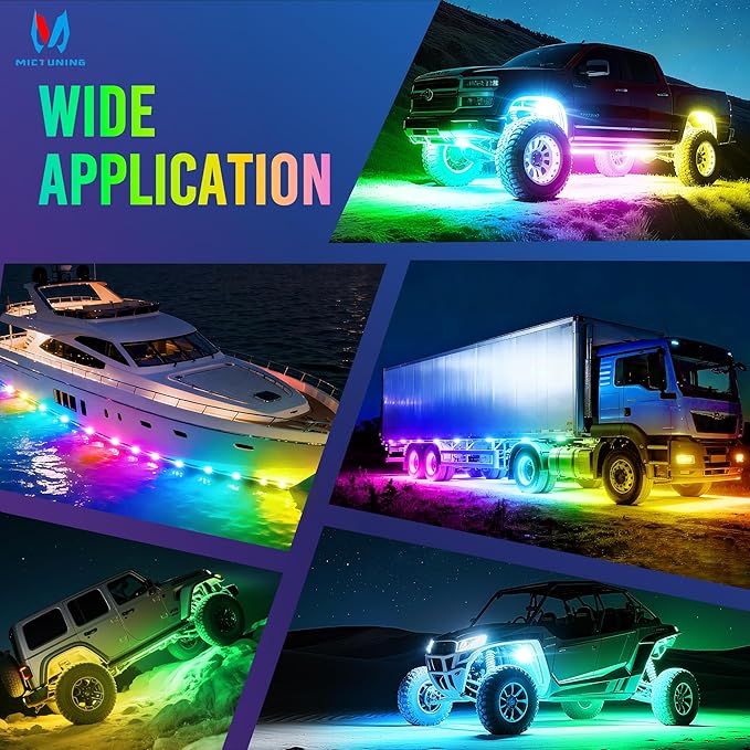 MICTUNING Q2+ MAX RGB+IC Rock Lights - 4 Pods Light (Not inlcude Control Box)