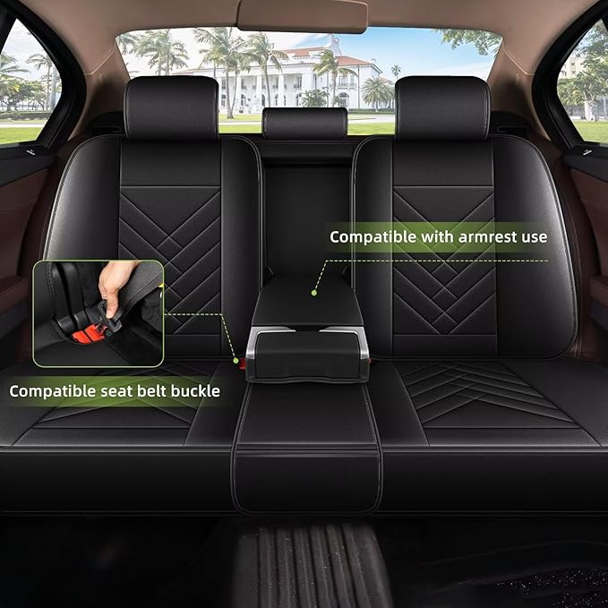 AOMSAZTO Car Seat Covers Full Set Fit for Ford Edge 2007-2026 Faux Leather Waterproof Seat Covers Automotive Seat Cushion Protector(5 Seats, Black)