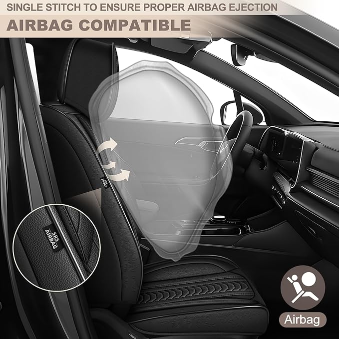 TTX LIGHTING for Subaru Impreza 2012-2026 Seat Covers: Waterproof Leather Seat Protector with Airbag Compatible (2 Front Seats,Black)