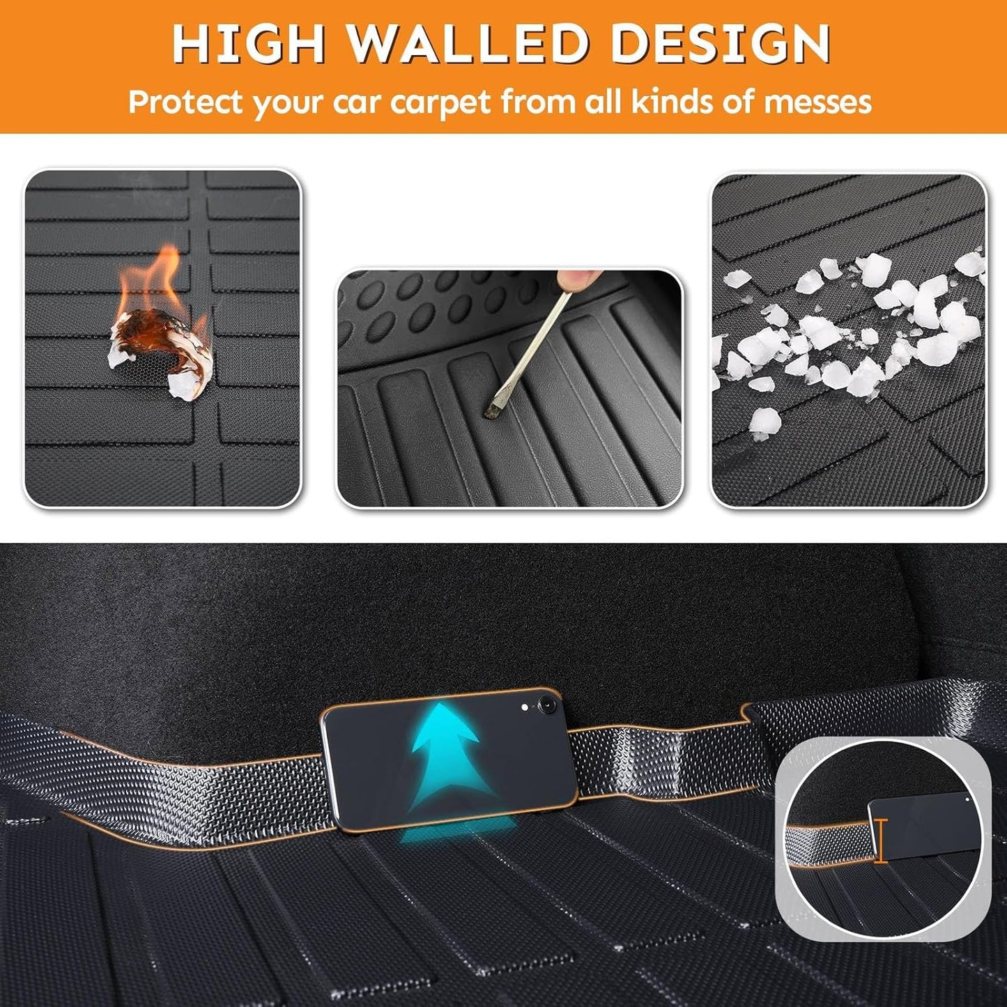 Binmotor-All Weather Car Floor Mats for Cadillac CT5 2020-2025, TPE Rubber Liners Waterproof Car Mats Custom Fit for Cadillac CT5 Accessories