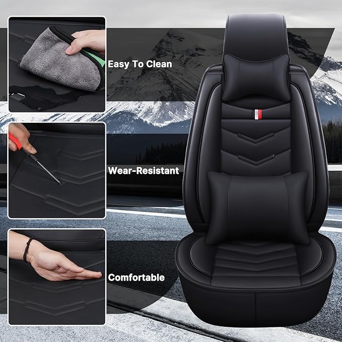 Car Seat Cover 2 Seats for Chevrolet Camaro 2000-2024, Durable Wear Resistant Waterproof Vehicle Cushion Covers, Breathable No Odor Premium Leather Vehicle Seat Covers.(Luxury,Black)