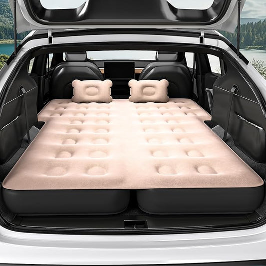 GOOBED Inflatable SUV Camping Mattress with Pump & Accessories, 10-Inch Thick Air Bed with Pillows, Storage Bag & Patch Kit, Fits 4Runner, Jeep, and Most Midsize to Large SUVs (Gray)