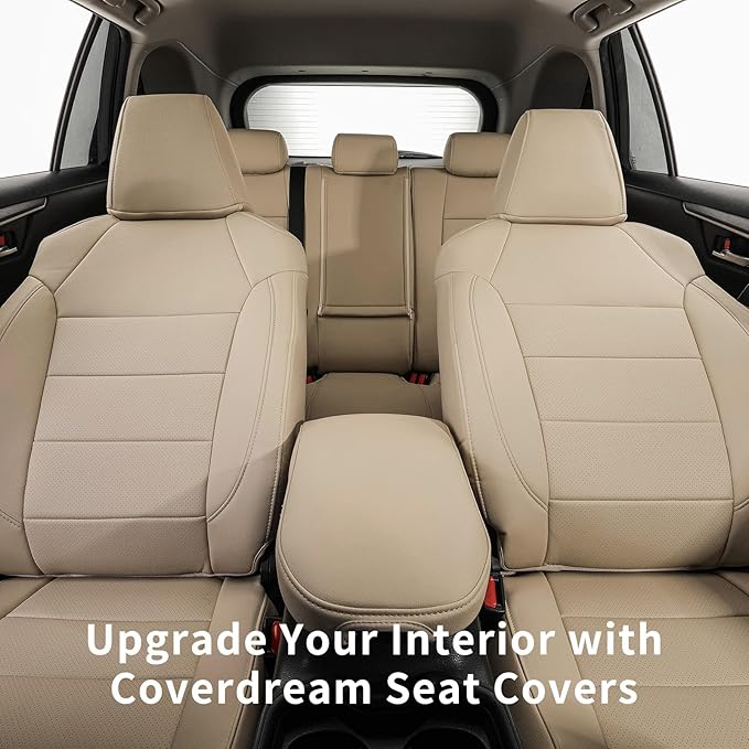 coverdream 2026 Rav4 Seat Covers Custom Fit for 2026 Toyota Rav4 Hybrid (Woodland/Limited) SUV,Full Set Luxury Waterproof Leather Car Seat Protector