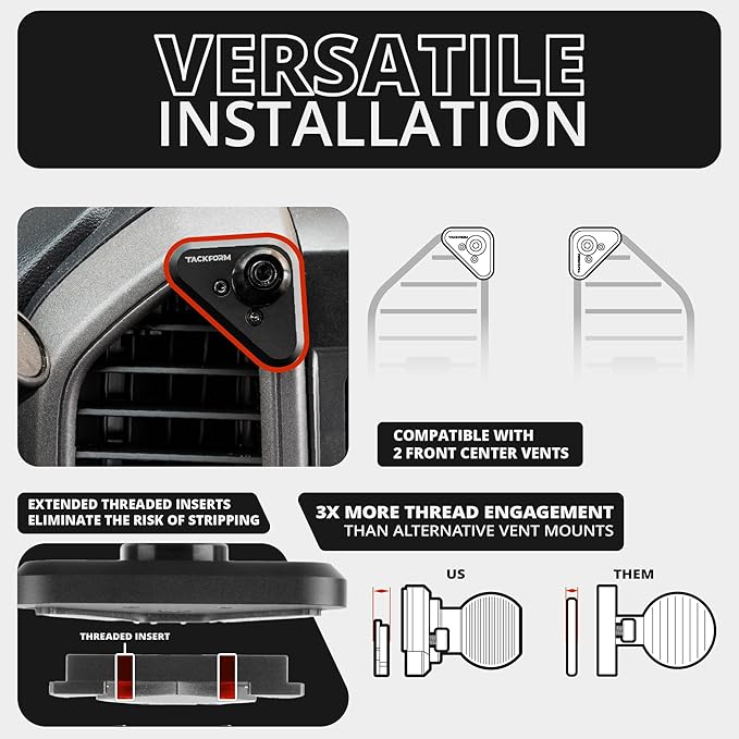 Tackform Link Vent Phone Mount Compatible with 2015-2020 Ford F-150, 2017-2021 Super Duty, 2018-2021 Expedition | Aluminum | Universal Magnetic Holder | 2" Arm | Blue Knob | (NOT MAGSAFE Compatible)