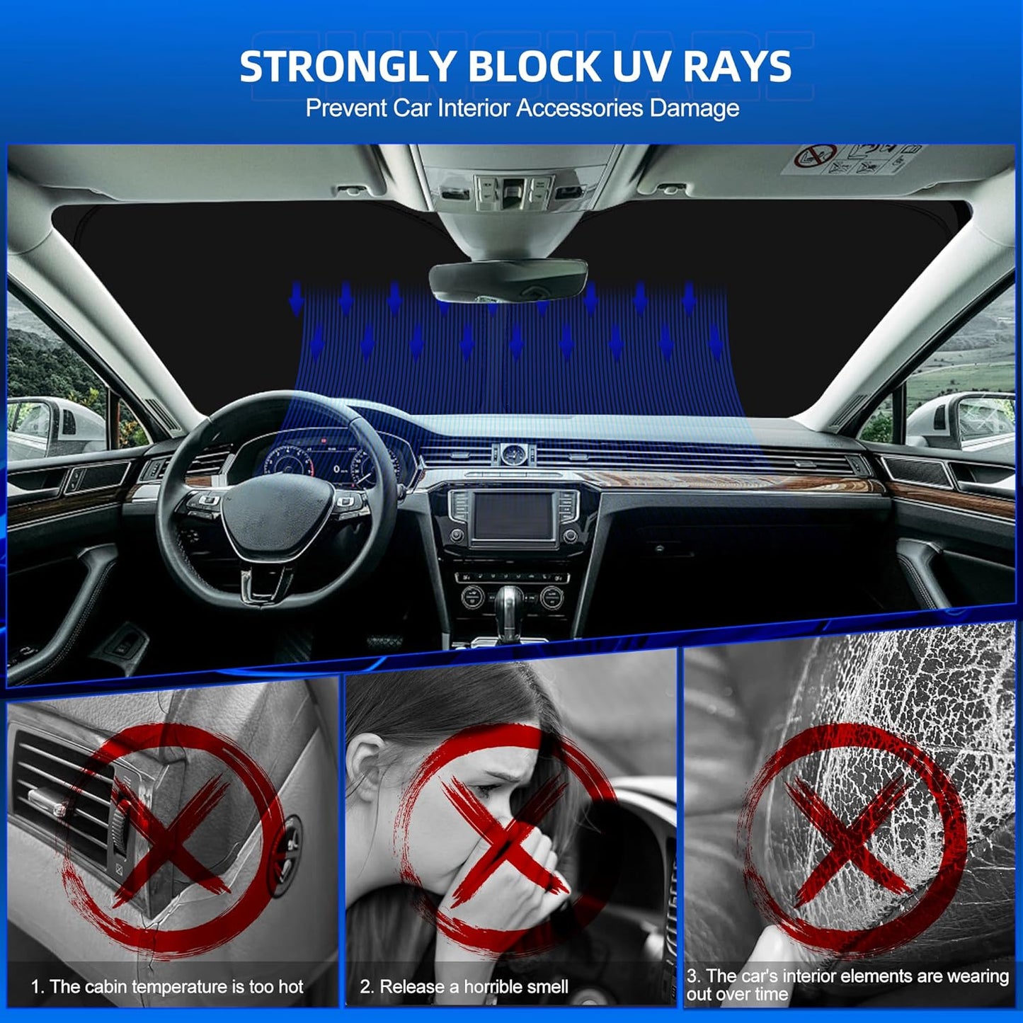 Windshield Sun Shade for Ch-evro-let Silverado 1500 2014-2018 Foldable Sunshade Custom Fit Front Window Car Interior Accessories Protector Blocks UV Rays