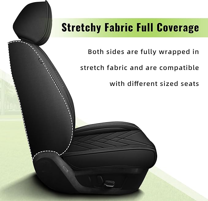 AOMSAZTO Front Seat Covers Fit for Nissan Juke 2011-2017 Waterproof Faux Leather Car Seat Cover Compatible with Airbag(2PCS Front, Black)