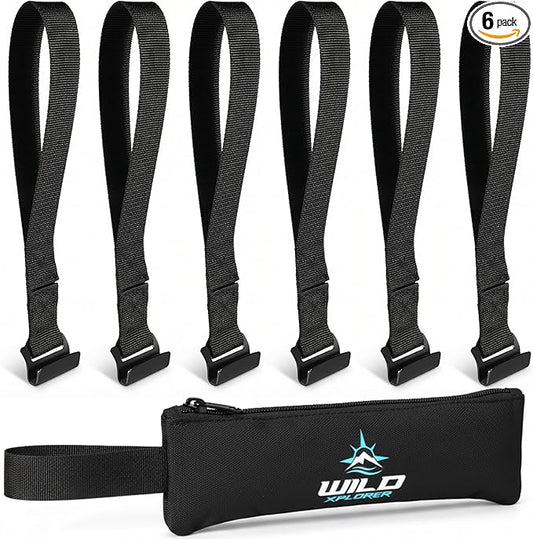 6 Cargo Tie Down Door Hook Straps for Car Roof Rack or Bag | Patented Heavy Duty Car Top and Rooftop Straps for Luggage, Universal Cargo Carrier Replacement Parts
