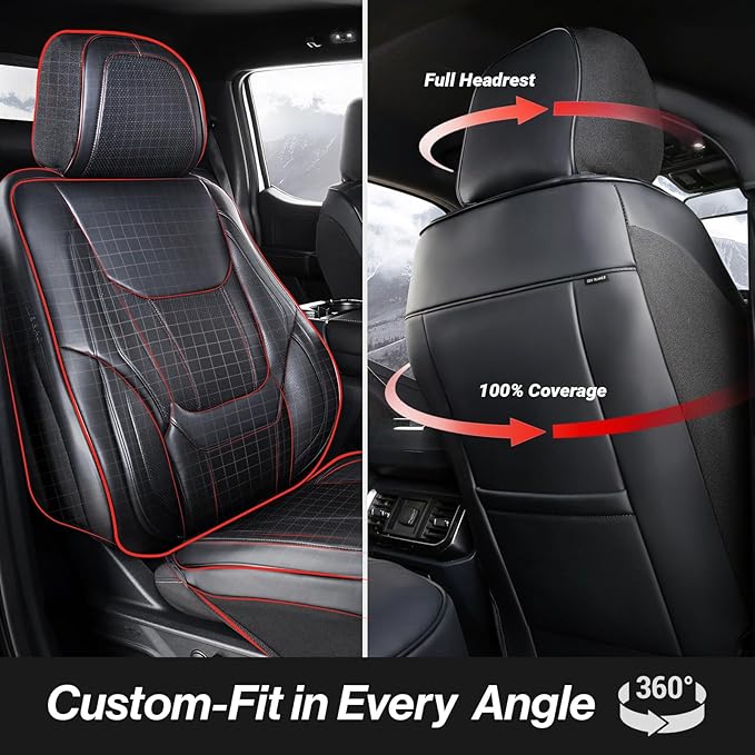Coverland Custom Fit Car Seat Covers for SUV Compatible with [Polestar 3 SUV, Volvo EX90, XC90, XC90 Recharge] Premium Waterproof Non-Slip Interior Seat Protector [Front Black - Size Chart A38]