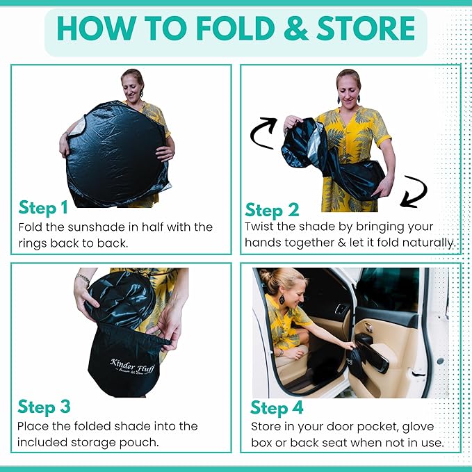 Windshield Sun Shade -Certified 99.87% UVB & 99.02% UVA Car Sun Shade. Award Winning Sunshade - Patented Technology | Compatible for Chevrolet Bolt EUV (2022-2024) | Car Shades by Kinder Fluff