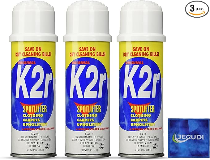 K2R SpotLifter Spot Remover Spray – Quick-Drying Stain Remover for Clothing, Carpets, Upholstery & Wallpaper – Built-In Brush Cap for No-Mess Touch-Ups – 10oz (3, 1)