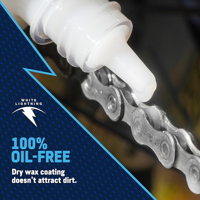 White Lightning Clean Ride Self-Cleaning Wax Bicycle Chain Lubricant – 100% Oil-Free, Reduces Dirt & Grime, Extends Chain Life, Smooth Performance, 32 oz